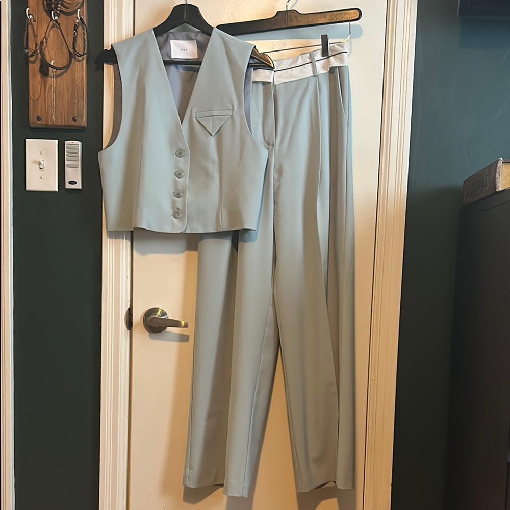 Source Unknown Fashion Blue Pantsuit Contemporary Minimalist Design